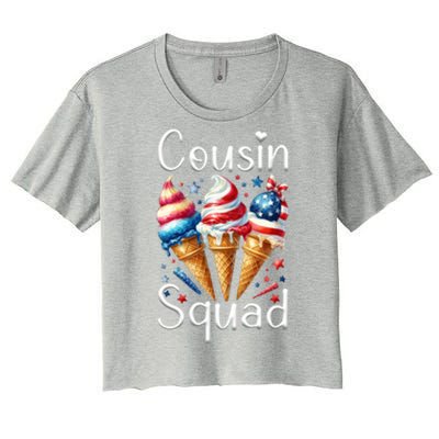 Cousin Squad Crew 4th Of July Ice Cream Us American Flag Gift Women's Crop Top Tee