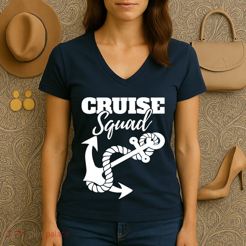 Cruise Squad Cruise Ship For Family Friends Women's V-Neck T-Shirt