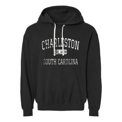 Charleston South Carolina Sc Vintage Garment-Dyed Fleece Hoodie