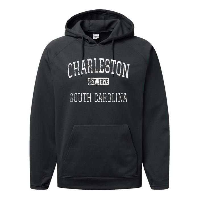 Charleston South Carolina Sc Vintage Performance Fleece Hoodie