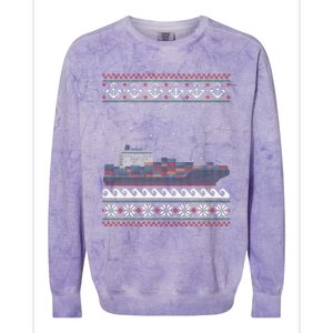 Cargo Ship Crews Matching Ugly Christmas Container Ship Xmas Colorblast Crewneck Sweatshirt