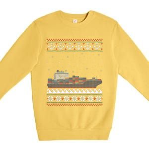 Cargo Ship Crews Matching Ugly Christmas Container Ship Xmas Premium Crewneck Sweatshirt