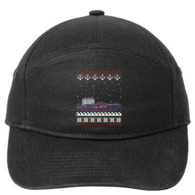 Cargo Ship Crews Matching Ugly Christmas Container Ship Xmas 7-Panel Snapback Hat