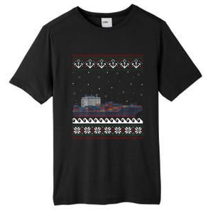 Cargo Ship Crews Matching Ugly Christmas Container Ship Xmas Tall Fusion ChromaSoft Performance T-Shirt