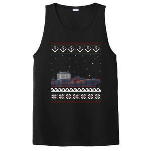 Cargo Ship Crews Matching Ugly Christmas Container Ship Xmas PosiCharge Competitor Tank