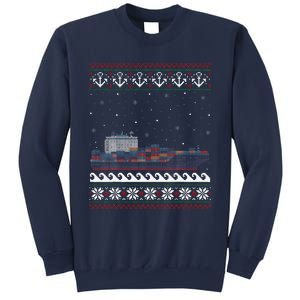 Cargo Ship Crews Matching Ugly Christmas Container Ship Xmas Sweatshirt