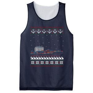 Cargo Ship Crews Matching Ugly Christmas Container Ship Xmas Mesh Reversible Basketball Jersey Tank