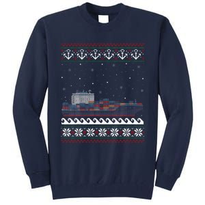 Cargo Ship Crews Matching Ugly Christmas Container Ship Xmas Tall Sweatshirt