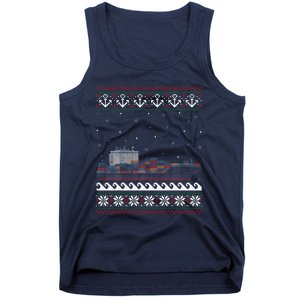 Cargo Ship Crews Matching Ugly Christmas Container Ship Xmas Tank Top