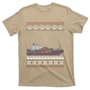 Cargo Ship Crews Matching Ugly Christmas Container Ship Xmas T-Shirt