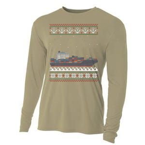 Cargo Ship Crews Matching Ugly Christmas Container Ship Xmas Cooling Performance Long Sleeve Crew