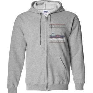 Cargo Ship Crews Matching Ugly Christmas Container Ship Xmas Full Zip Hoodie