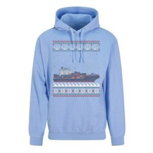 Cargo Ship Crews Matching Ugly Christmas Container Ship Xmas Unisex Surf Hoodie