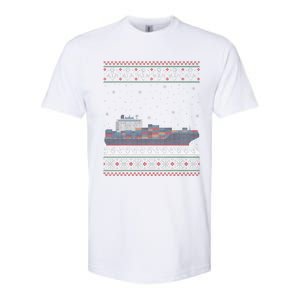 Cargo Ship Crews Matching Ugly Christmas Container Ship Xmas Softstyle CVC T-Shirt