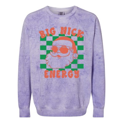 Cute Santa Claus Retro Groovy Big Nick Santa Energy Christmas Xmas 2024 Gift Colorblast Crewneck Sweatshirt