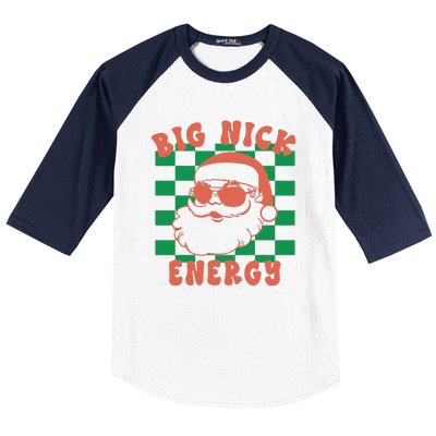 Cute Santa Claus Retro Groovy Big Nick Santa Energy Christmas Xmas 2024 Gift Baseball Sleeve Shirt