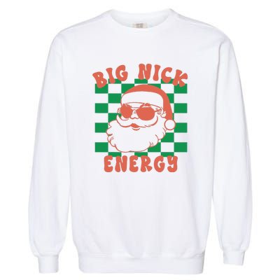 Cute Santa Claus Retro Groovy Big Nick Santa Energy Christmas Xmas 2024 Gift Garment-Dyed Sweatshirt