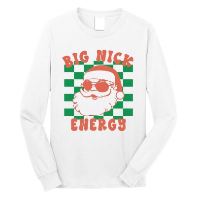 Cute Santa Claus Retro Groovy Big Nick Santa Energy Christmas Xmas 2024 Gift Long Sleeve Shirt