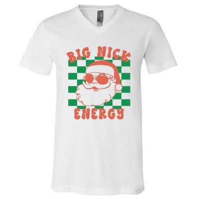 Cute Santa Claus Retro Groovy Big Nick Santa Energy Christmas Xmas 2024 Gift V-Neck T-Shirt