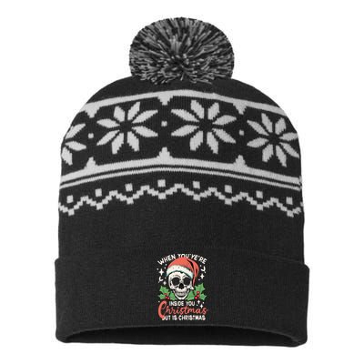 Christmas Skull USA-Made Snowflake Beanie