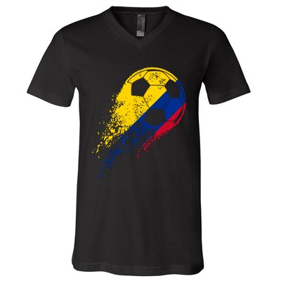 Colombia Soccer Colombian Flag Pride Soccer Player V-Neck T-Shirt