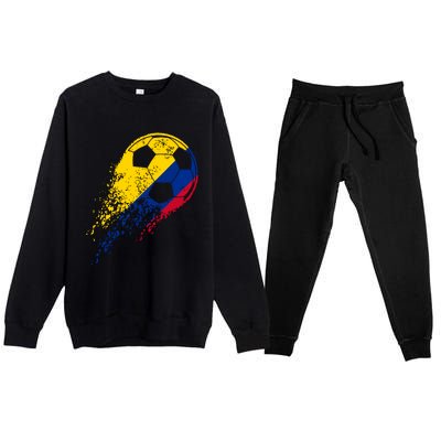 Colombia Soccer Colombian Flag Pride Soccer Player Premium Crewneck Sweatsuit Set