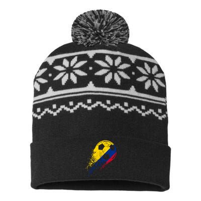 Colombia Soccer Colombian Flag Pride Soccer Player USA-Made Snowflake Beanie