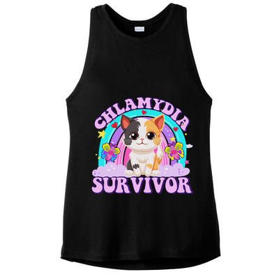 Chlamydia Survivor Cat Meme Funny Shirts For Adult Humor Ladies PosiCharge Tri-Blend Wicking Tank