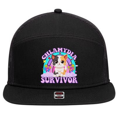 Chlamydia Survivor Cat Meme Funny Shirts For Adult Humor 7 Panel Mesh Trucker Snapback Hat