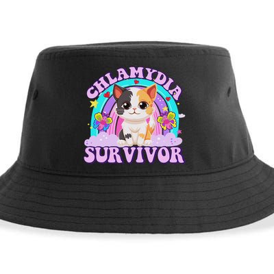 Chlamydia Survivor Cat Meme Funny Shirts For Adult Humor Sustainable Bucket Hat