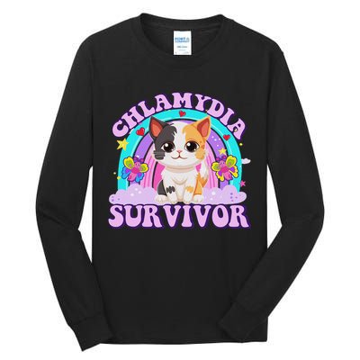 Chlamydia Survivor Cat Meme Funny Shirts For Adult Humor Tall Long Sleeve T-Shirt