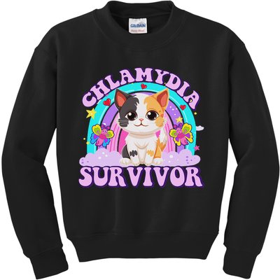 Chlamydia Survivor Cat Meme Funny Shirts For Adult Humor Kids Sweatshirt