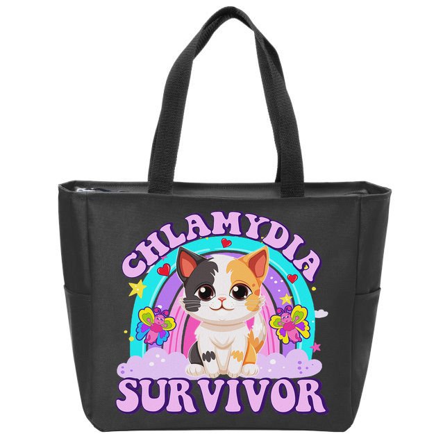 Chlamydia Survivor Cat Meme Funny Shirts For Adult Humor Zip Tote Bag