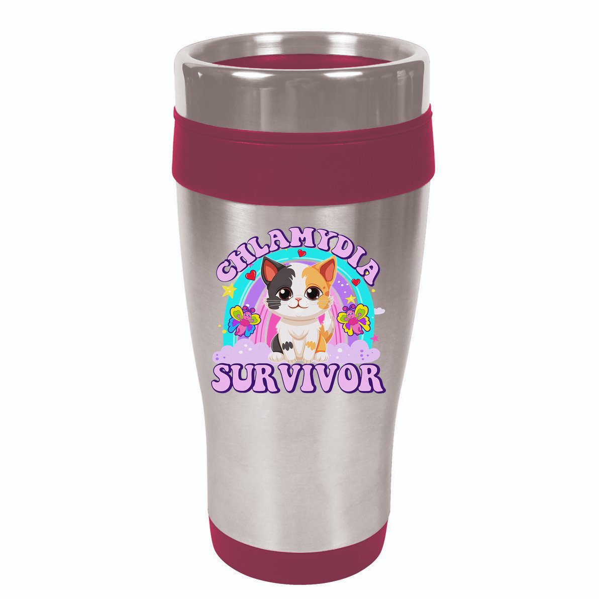 Chlamydia Survivor Cat Meme Funny Shirts For Adult Humor 16oz Travel Tumbler