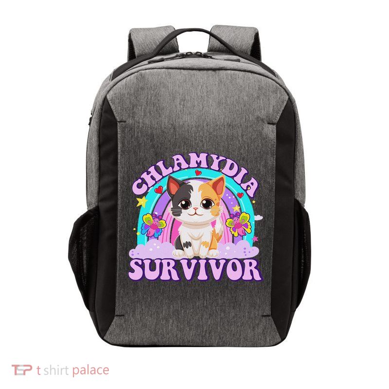 Chlamydia Survivor Cat Meme Funny Shirts For Adult Humor Vector Backpack