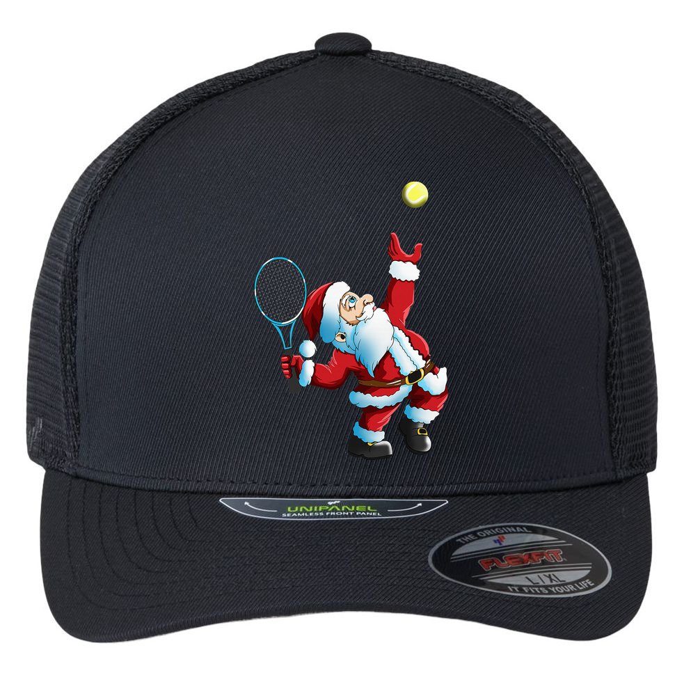 Christmas Santa Claus Tennis Game Tennis Racket Flexfit Unipanel Trucker Cap