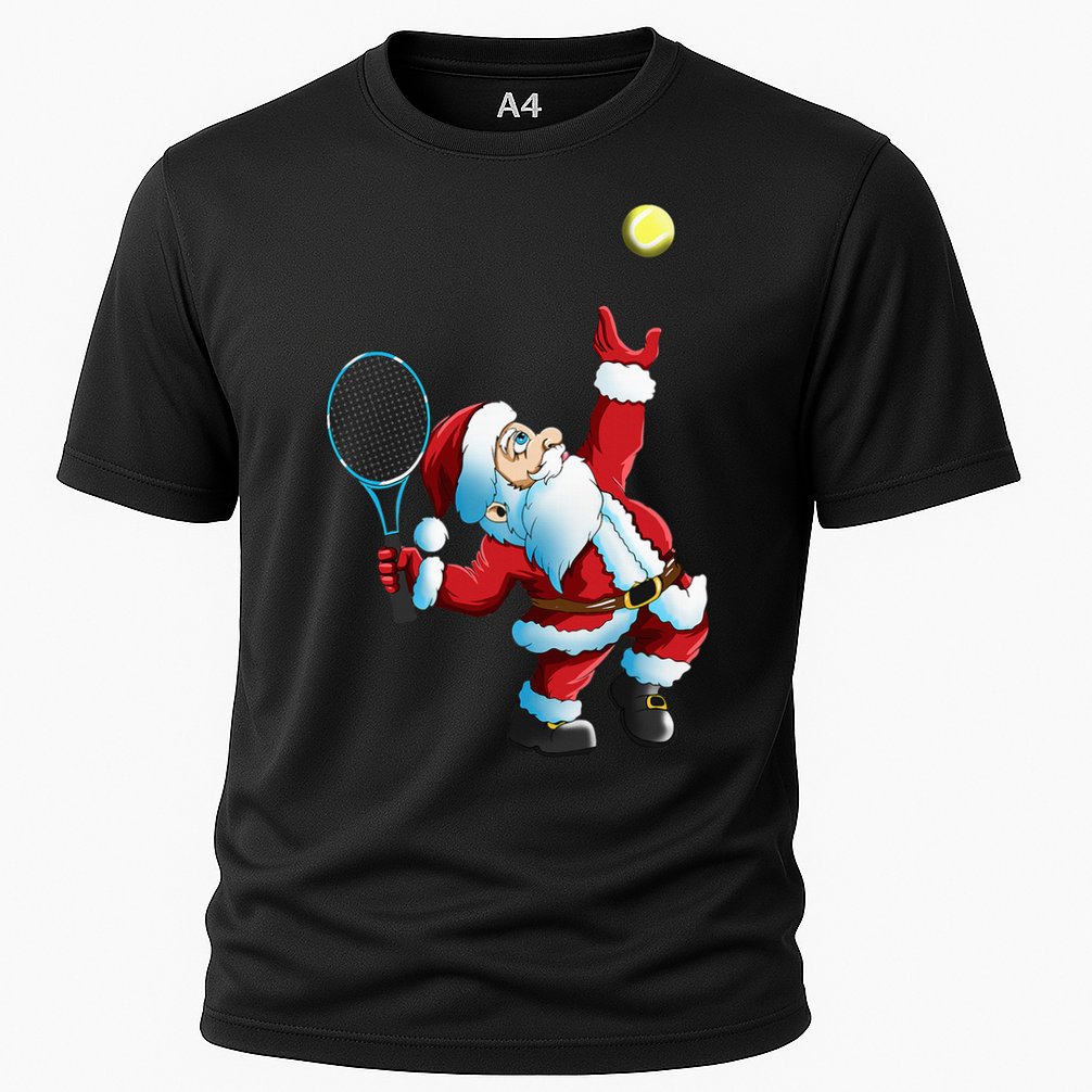 Christmas Santa Claus Tennis Game Tennis Racket Cooling Performance Crew T-Shirt