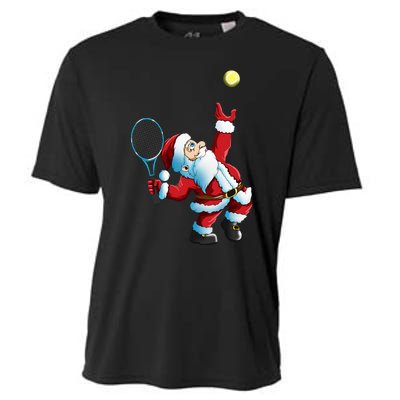 Christmas Santa Claus Tennis Game Tennis Racket Cooling Performance Crew T-Shirt