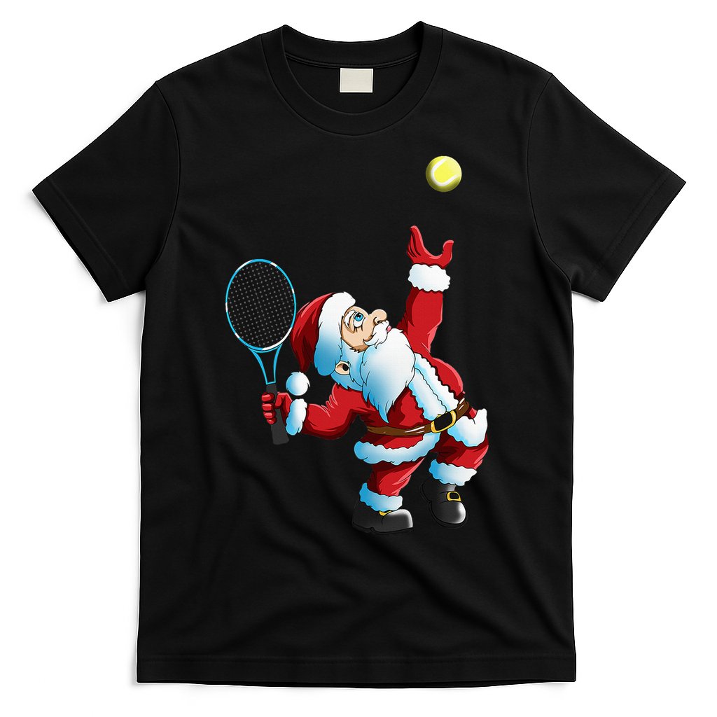 Christmas Santa Claus Tennis Game Tennis Racket T-Shirt