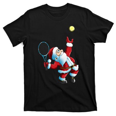 Christmas Santa Claus Tennis Game Tennis Racket T-Shirt