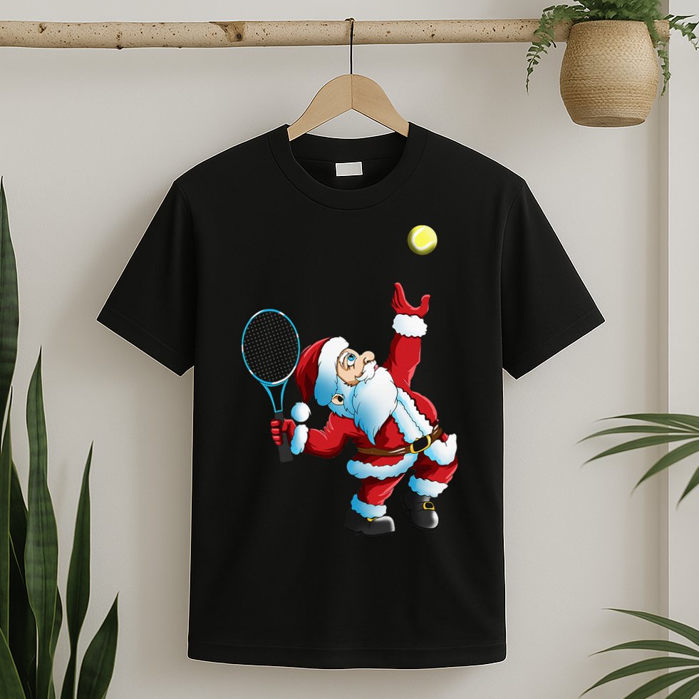 Christmas Santa Claus Tennis Game Tennis Racket T-Shirt
