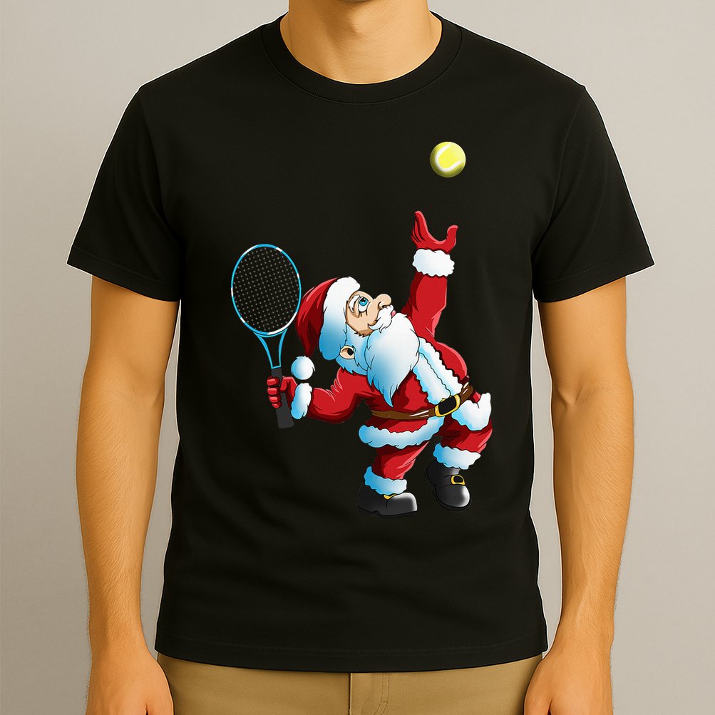 Christmas Santa Claus Tennis Game Tennis Racket T-Shirt