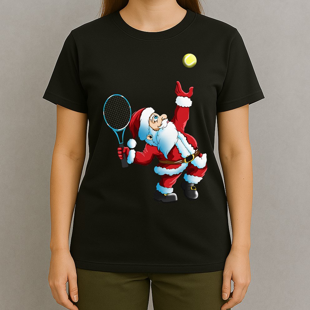 Christmas Santa Claus Tennis Game Tennis Racket T-Shirt