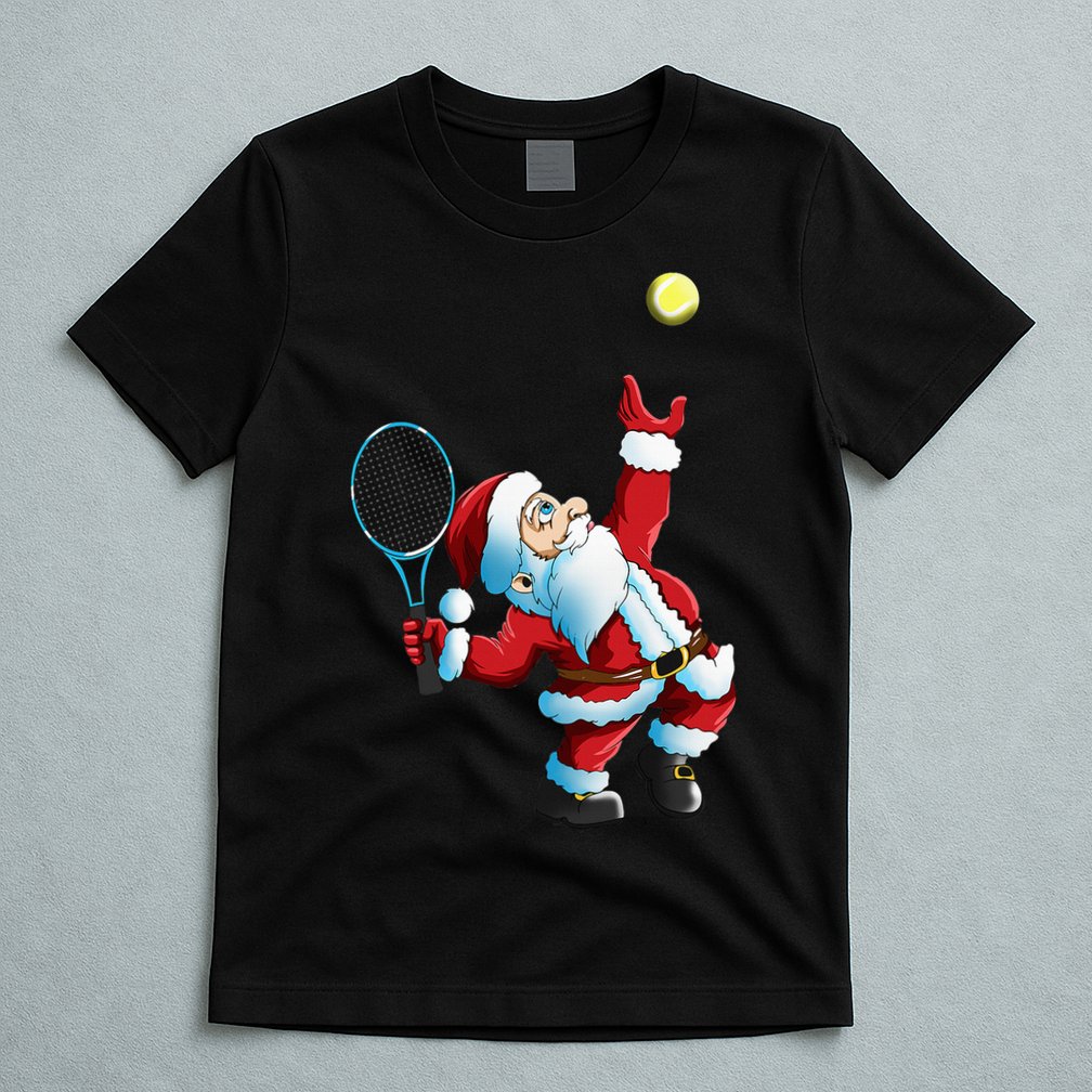 Christmas Santa Claus Tennis Game Tennis Racket T-Shirt