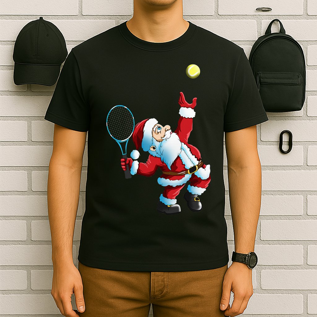 Christmas Santa Claus Tennis Game Tennis Racket T-Shirt