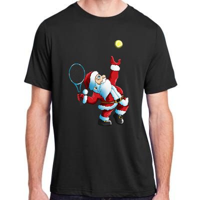 Christmas Santa Claus Tennis Game Tennis Racket Adult ChromaSoft Performance T-Shirt