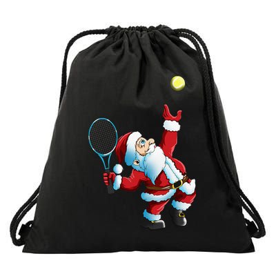 Christmas Santa Claus Tennis Game Tennis Racket Drawstring Bag