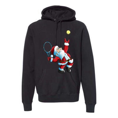 Christmas Santa Claus Tennis Game Tennis Racket Premium Hoodie