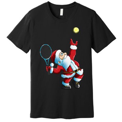 Christmas Santa Claus Tennis Game Tennis Racket Premium T-Shirt