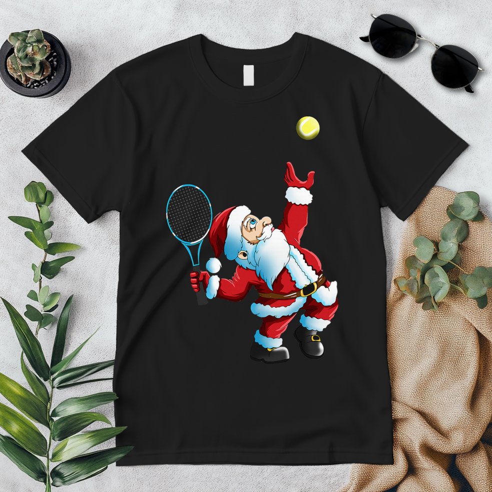 Christmas Santa Claus Tennis Game Tennis Racket Premium T-Shirt